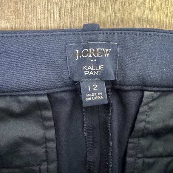 J.Crew Kallie Straight-Leg Pant WMNS SZ 12 Navy Blue High Rise Flat Front - Picture 5 of 8